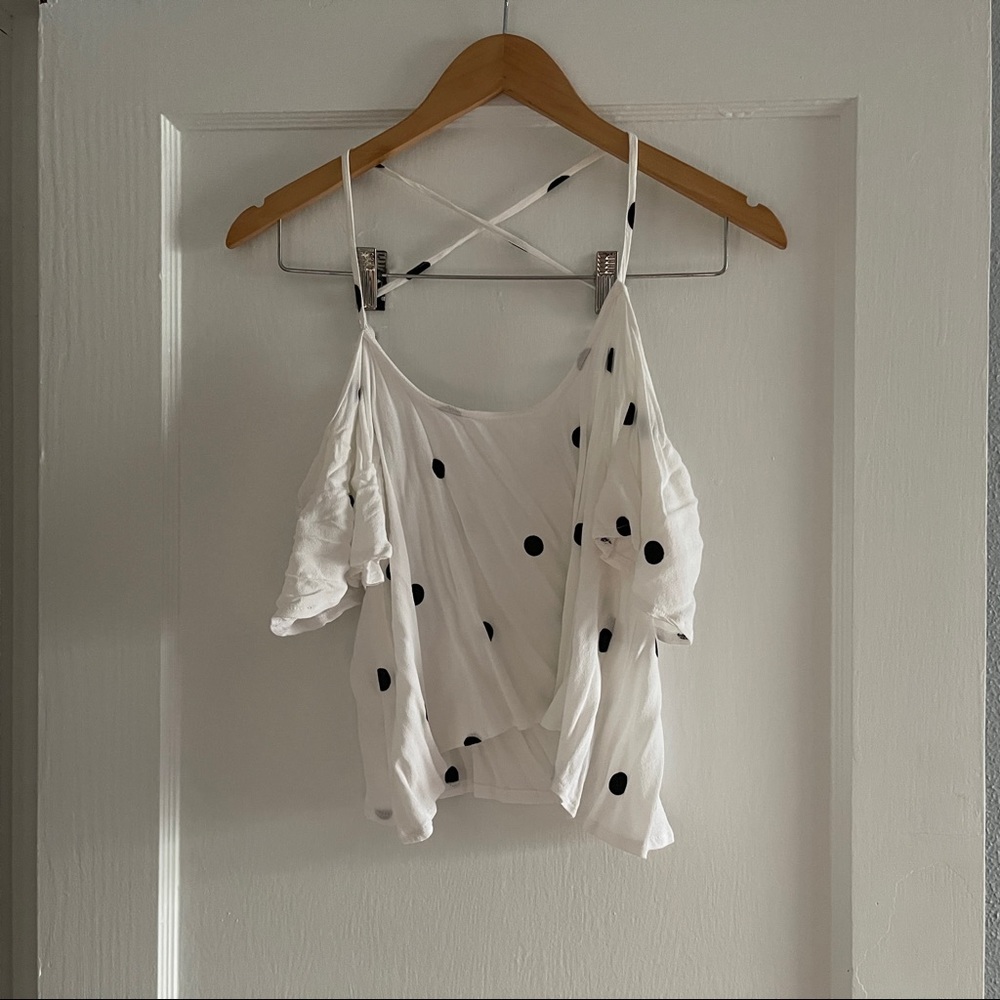 Cold shoulder butterfly sleeve top